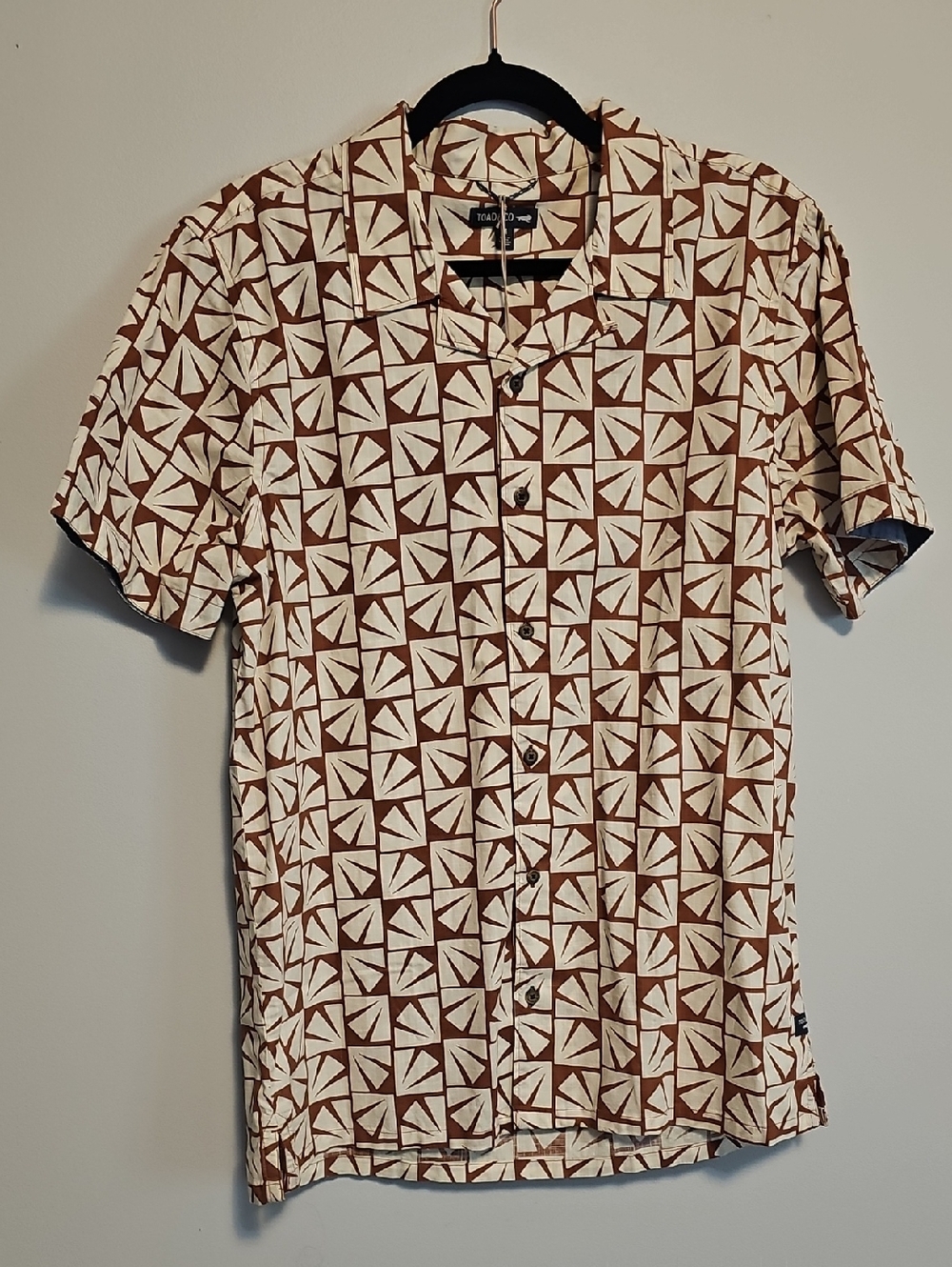 Toad&Co Brown & Cream Geometric Short-Sleeve Button-Up